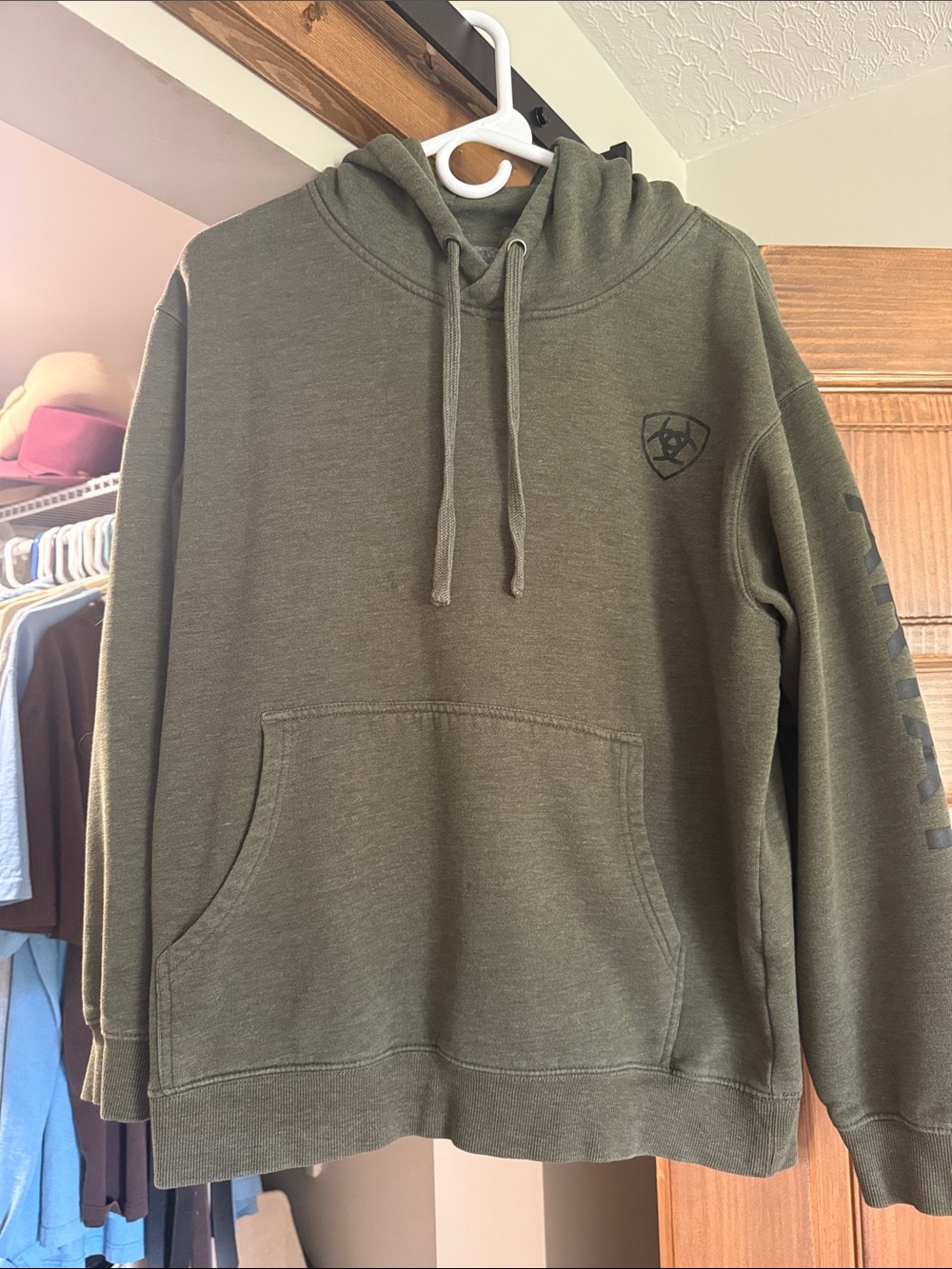 Ariat Olive Green Pullover Hoodie with Chest Logo